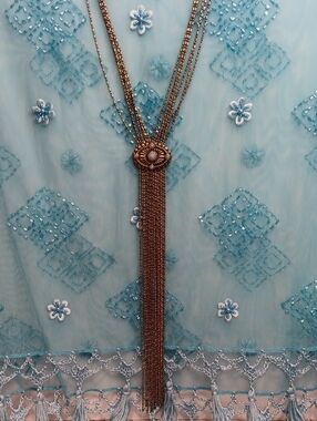 Vintage-Inspired Gold Tassel Pendant Necklace 23" - 25" Long